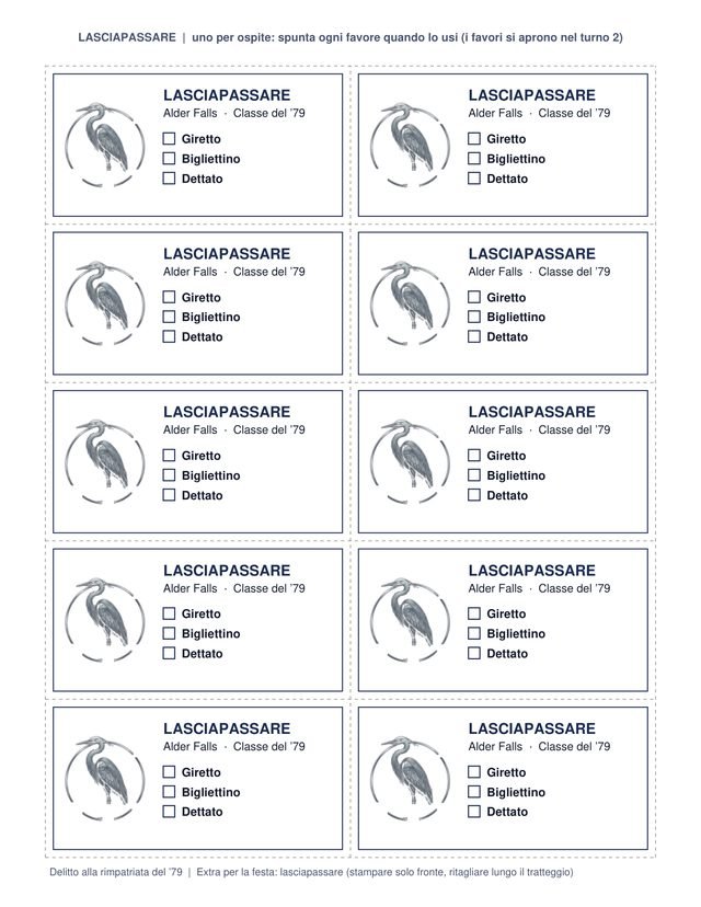 Lasciapassare: tre favori per ogni invitato