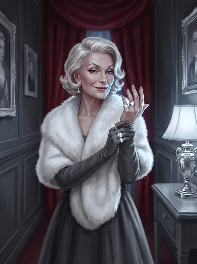 Aunt Seraphina, dressed for the reading